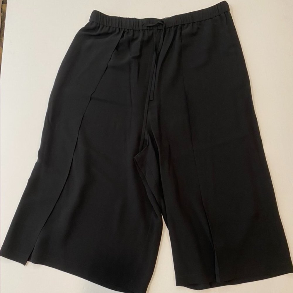 NWOT Eileen Fisher black silk wide leg pants XL